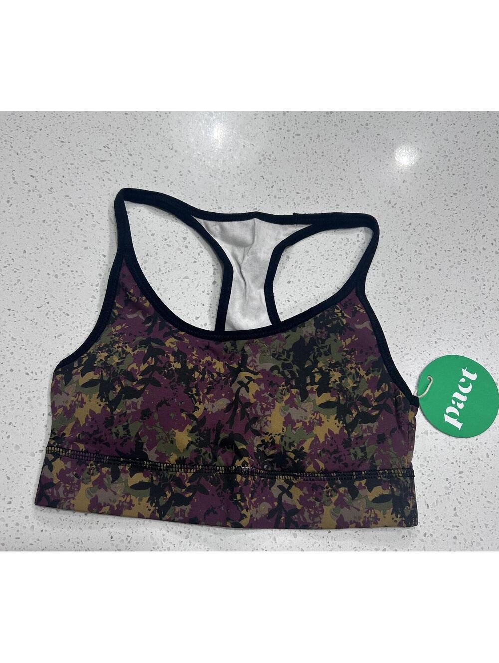 New! PACT |Organic frozen Blooms Racerback Bra SZ. XS - Picture 4 of 8